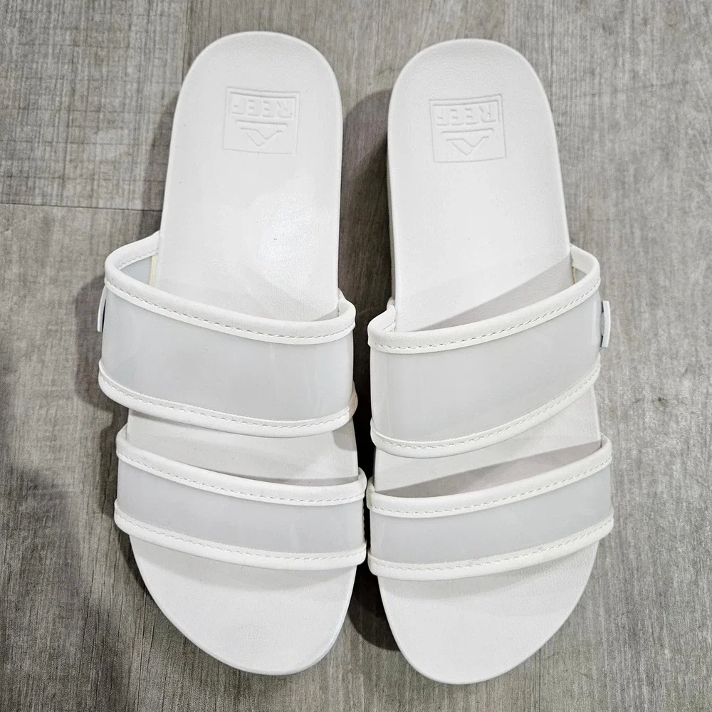 Reef Water Vista Higher Sandals Womens 8 White Platform Chunky Slide Beach Shoes